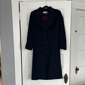 Vintage 60’s La Vogue Petite Navy 100% Wool Trench Coat